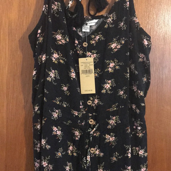 american eagle black floral dress